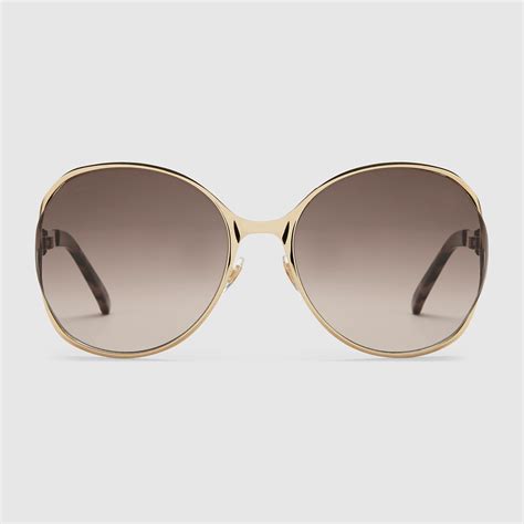 gucci mask frame metal sunglasses|56mm round sunglasses Gucci.